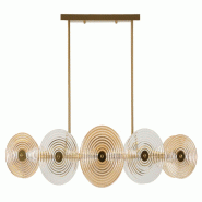 Mauro Ferretti Lustre Venice Glam 116 Cm - Plafonnier 7 Lumières En Métal Doré Et Verre Décoré, Design Géométrique - 20 W E14 - 1713220000