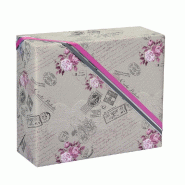 Papier cadeau 'Elise' - 0.70x100m - Taupe et Rose - 80gr/m² - Motif raffiné