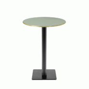 RestooTab - Mange-debout Milan T Ø50cm vert celadon chants couleur laiton - vert fonte TB-MITFF-R50M-VER.CEL-LAI
