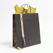 Sac kraft Spirales cuivres poignées torsadées noires 34x14x39,5cm - par 50