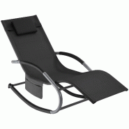 Tectake Chaise longue TAYA ergonomique avec fonction de balancement - noir, par pièce - 406170 - noir acier 406170