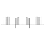 Vidaxl clôture de jardin à dessus en lance acier (1,25-1,5)x5,1 m noir 277732