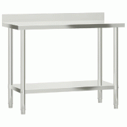 VidaXL Table de travail de cuisine avec dosseret 110x55x93 cm inox - 376458_0