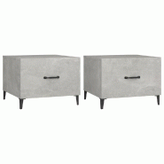VidaXL Tables basses avec pieds en métal 2 pcs Gris béton 50x50x40 cm Modèle Horizon Pro - 812735