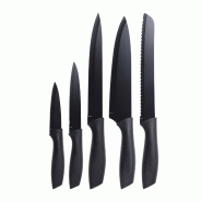 WellHome - Set de 5 couteaux en acier et polypropylène - noir plastique polypropylène WH16551 WellHome - Set de 5 couteaux en acier et polypropylène - noir plastique polypropylène WH16551