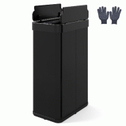 COSTWAY Poubelle 60L à volets, capteur infrarouge, maintien ouvert, automatique sans contact acier inoxydable noir - noir plastique SK32249PW