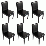 Décoshop26 - Lot de 6 chaises de salle à manger synthétique noir pieds foncés CDS04246 - noir 3000075755451
