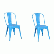 Fleda TRADING Chaise en Métal Style Industriel pour Maison Bar Restaurants Pizzerias. Set 2 chaises Couleur Bleu - FLJ006-2AZZURRO
