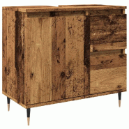 Helloshop26 - Armoire de salle de bain vintage en vieux bois 65 x 33 x 60 cm avec grand rangement et style industriel en bois vieux 02_0051103 - Bois