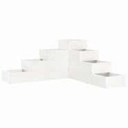 Helloshop26 - Jardinière de coin design à 4 niveaux pour balcon terrasse 80,5 x 79 x 36 cm en bois de pin blanc 02_0048507 - blanc Bois massif 30002