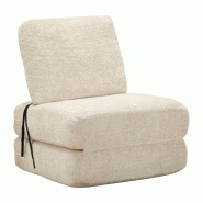 Mauro Ferretti Canapé-Lit Faster Blanc - Design 2 En 1 Avec Revêtement En Bouclette, 80 X 100 X 80 Cm - Solution Gain De Place - 14298200PB