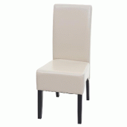Mendler Chaise de salle à manger Latina, chaise de cuisine, cuir ~ crème, pieds foncés - blanc Bois massif 74540