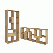 SKRAUT HOME Étagère Bibliothèque, 162x67x31cm, Salon, Bureau, Chêne - beige Bois manufacturé 608_5
