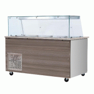 Skyrainbow SNACK-Line, Comptoir froid, 6x GN1/1, Granit gris-rose, 223x82x85.5 Structure en verre transparent sans tablette intermédiaire, H=396mm - Skyrainbow SNACK-Line, Comptoir froid, 6x GN1/1, Granit gris-rose, 223x82x85.5 Structure en verre transparent sans tablette intermédiaire, H=396mm -