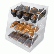 Vitrine de protection transparente 3 plateaux L42xP35xH48cm - PMMA - usage alimentaire