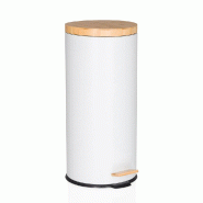 Collecteur à déchets / Poubelle CLEAN NATURA 30 L acier/bambou blanc mat hjh OFFICE - blanc Bambou 741203