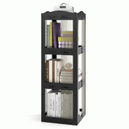 COSTWAY Étagère pivotante 360°, 36,5x36x108 cm, antidérapant, panneaux transparents, bureau noir - noir multi-matériau ON33218NW