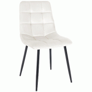 Décoshop26 - Chaise de salle à manger x1 coutures décoratives carrées en tissu velours blanc crème et métal noir 10_0002136 - blanc 3000250857246 Décoshop26 - Chaise de salle à manger x1 coutures décoratives carrées en tissu velours blanc crème et métal noir 10_0002136 - blanc 3000250857246