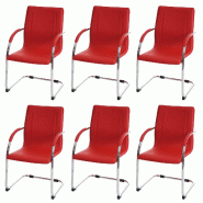 Décoshop26 - Ensemble de 6 chaises de salle à manger bureau visiteur en PVC rouge 04_0001975 - 3000083232692
