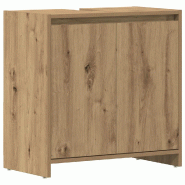 Helloshop26 - Armoire lavabo de salle de bain avec espace de rangement 60 x 33 x 60 cm en bois d'ingénierie chêne artisanal 02_0051610 - Bois massif