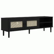 Helloshop26 - Meuble TV multimédia étagère télévision buffet téléviseur salle à manger salon chambre SENJA aspect rotin 158 x 40 x 02_0028317