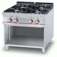 Redcook Cuisinière à gaz à 4 feux avec veilleuse sur le compartiment ouvert. Structure en acier inoxydable. Dimensions 80x90 h90 cm. Modèle PC-98G_0