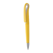 Stylo à bille Trendy - plastique poli - embout argenté - encre bleue - couleur jaune - 13g Stylo à bille Trendy - plastique poli - embout argenté - encre bleue - couleur jaune - 13g
