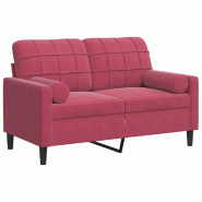VidaXL Canapé 2 places avec oreillers bordeaux 120 cm velours Modèle Ysé - 3278213