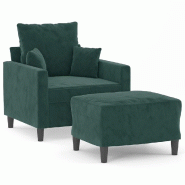 VidaXL Fauteuil avec repose-pied Vert foncé 60 cm Velours Modèle Orion Plus - 3201099