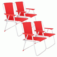 WellHome - Lot de 4 chaises pliantes en métal rouge 44x44x74cm - rouge métal PK7541 WellHome - Lot de 4 chaises pliantes en métal rouge 44x44x74cm - rouge métal PK7541