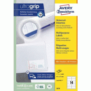 Avery Zweckform 1400 étiquettes multi-usages blanches, format 97 x 37 mm (100 feuilles A4 / cdt - blanc 3678