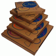 Boîte à pizza - Kraft brun 40x40x3,5cm - L'Originale, Coins droits, Couvercle rabattable, Carton ondulé micro cannelure Boîte à pizza - Kraft brun 40x40x3,5cm - L'Originale, Coins droits, Couvercle rabattable, Carton ondulé micro cannelure