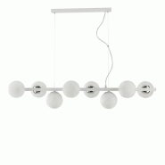 Bonetti Illumina Adrian Suspension en fer laqué blanc et chrome 8 lumières L.121x30 BL278-8-BCO - gris 8050713218928
