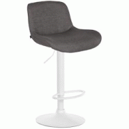 CLP Tabouret de bar Solon blanc Gris foncé/Tissu - gris textile 326116 CLP Tabouret de bar Solon blanc Gris foncé/Tissu - gris textile 326116