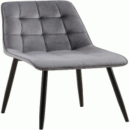 Décoshop26 - Chaise de salle à manger x1 coutures décoratives carrées en velours gris foncé cadre métal noir 10_0007202 - gris métal 3000265987952