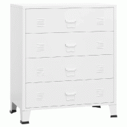 Helloshop26 - Armoire à tiroirs industrielle moderne 78 x 40 x 93 cm robuste finition mate en métal blanc 02_0046988 - blanc métal 3000234533623