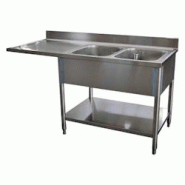 Inox Bim Plonge 2 bacs avec égouttoir à gauche 160 x 60 cm - inox LOLS616F Inox Bim Plonge 2 bacs avec égouttoir à gauche 160 x 60 cm - inox LOLS616F