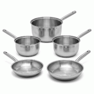 Lot de 3 casseroles 18/20/22 cm et 2 poêles 24/28 cm en inox Fackelmann Rhona - gris inox 3176239913248