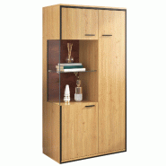 Merax Vitrine Moderne avec Éclairage LED - 150Hx78Wx40Tcm - Porte en Verre, Étagères Polyvalentes, 15 Options de Couleurs, Vitrine - marron multi-m