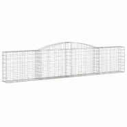 Panier de gabions clôture cage mur de soutènement arqué 400 x 30 x 80/100 cm fer galvanisé Argent 02_0040082 - métal 3000218958503