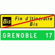 Panneau D69b - fin d'itinéraire Bis, annonce de retour sur itinéraire principal Panneau D69b - fin d'itinéraire Bis, annonce de retour sur itinéraire principal