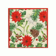 Papstar Serviettes 600, 3-plis pliage 1/4 25 cm x 25 cm Winterly - vert papier 88685