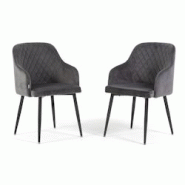RATTATAN Lot de 2 chaises en velours d’intérieur, dossier haut, pieds en métal, idéales pour cuisine, salle à manger,restaurant – Gris foncé/ RATTATAN Lot de 2 chaises en velours d’intérieur, dossier haut, pieds en métal, idéales pour cuisine, salle à manger,restaurant – Gris foncé/