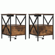 VidaXL Cabinet de chevet 2 pcs Chêne fumé 41,5 x 40,5 x 55 cm – Modèle Clair de Lune - 859555