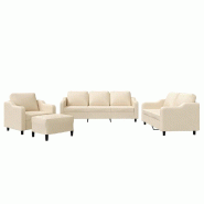 VidaXL Ensemble de canapés 4 pcs avec coussins Crème Tissu Modèle Helios Plus - 3201780