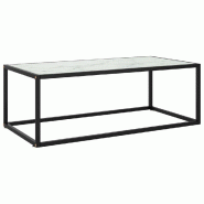 VidaXL Table basse Noir avec verre marbre blanc 100x50x35 cm Modèle Apex Signature Élite - 322881