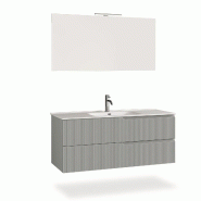 AQA Design Composition de salle de bain en MDF 4 pièces VENERE mat gris L.121 P.46,5 H.190 MPVE39-GRI - gris Bois manufacturé MPVE39-GRI