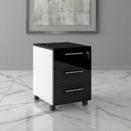 Caisson mobile 3 tiroirs blanc bicolore - Ofitres - Blanc pastel, Noir brillant_0