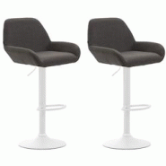 CLP Lot de 2 tabourets de bar Braga en tissu Gris foncé/Blanc - gris textile 316070 CLP Lot de 2 tabourets de bar Braga en tissu Gris foncé/Blanc - gris textile 316070