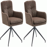 Décoshop26 - Lot de 2 chaises de salle à manger fonction pivotante confortable et moderne en tissu marron cadre métal 10_0006430 - marron métal 30